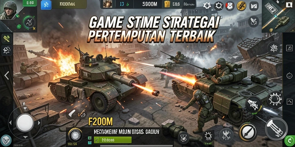 Screenshot F200M menampilkan aksi pertempuran strategis yang intens.