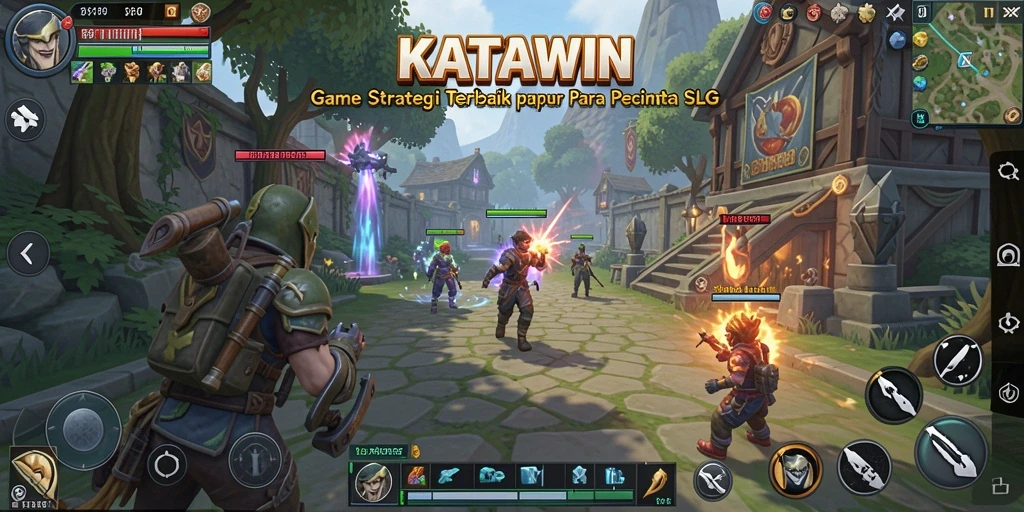 Screenshot utama KATAWIN menampilkan aksi pertempuran yang menarik.