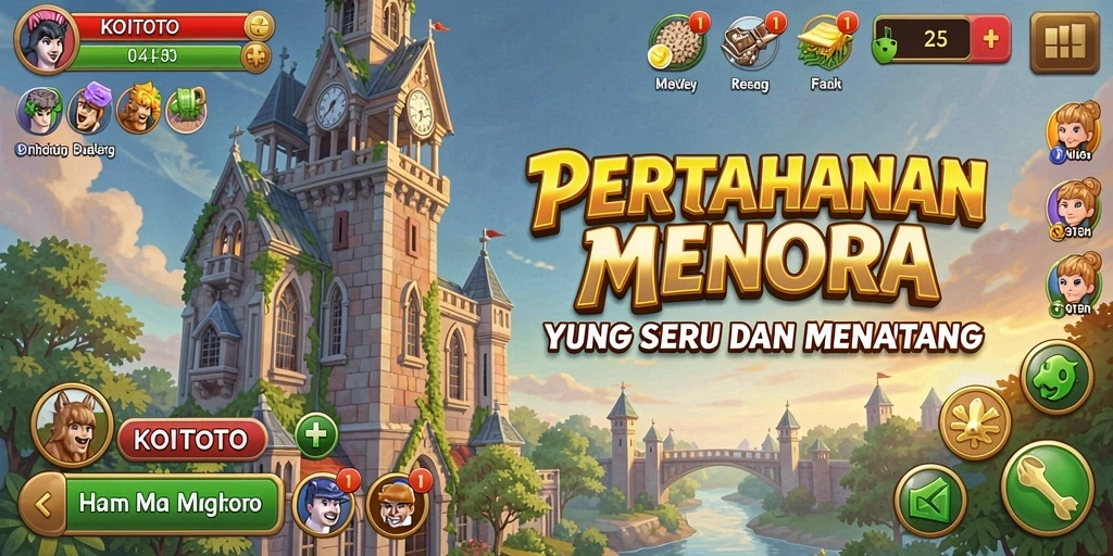 Screenshot gameplay KOITOTO menampilkan strategi Tower Defense yang mendebarkan.
