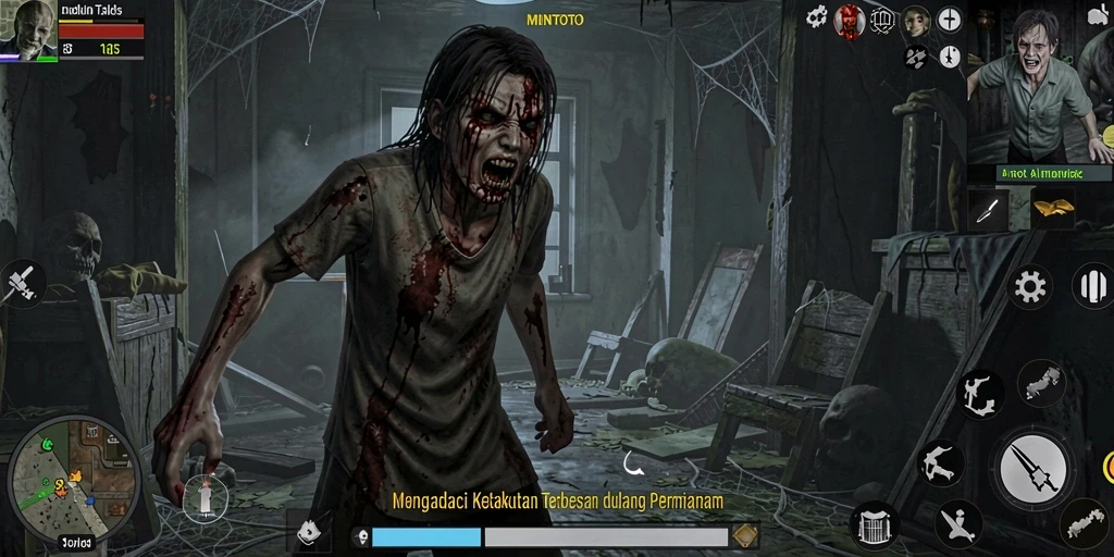 Screenshot MINTOTO menampilkan suasana gameplay yang mendebarkan dan menyeramkan.