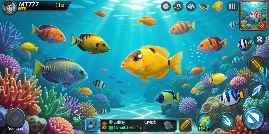 Tangkapan layar menunjukkan aksi seru dalam gameplay Tembak Ikan.
