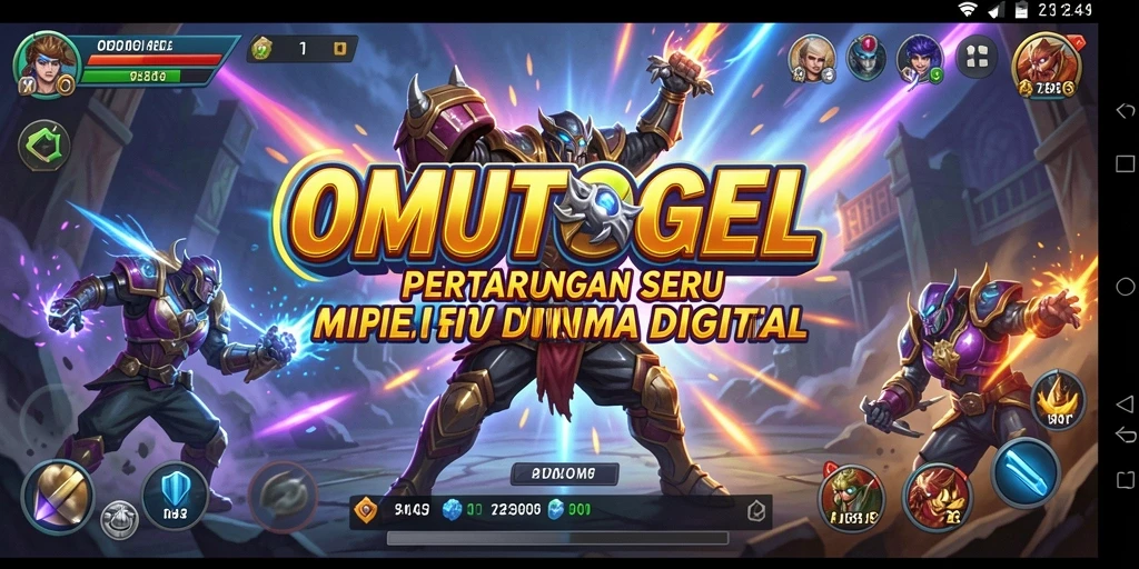 Gameplay OMUTOGEL dengan pertarungan seru dan karakter unik.