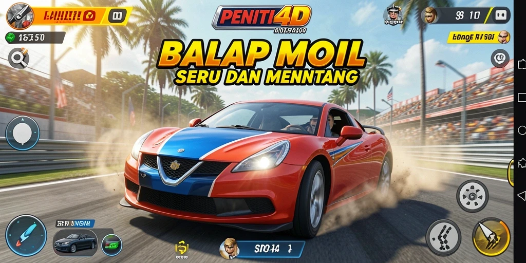 Gameplay balap mobil seru di PENITI4D dengan lintasan yang menantang.