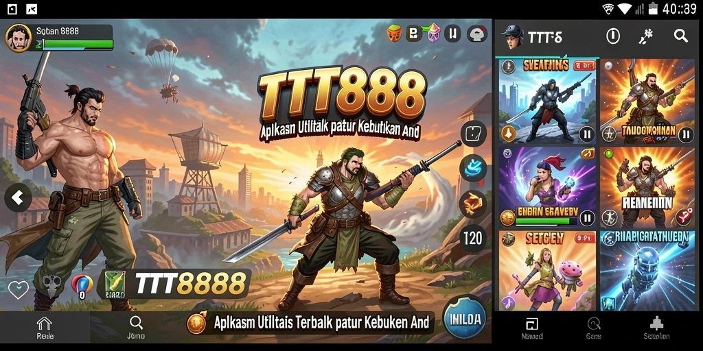 Tampilan utama TTT888 dengan berbagai fitur utilitas yang mudah diakses.